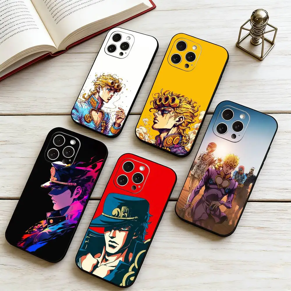 Coque de téléphone JoJos-S Bizarre Adventure pour iPhone 17, 16, 15, 14, 13, 12, 11 Plus, Pro Max, XS, coque noire en silicone souple, cadeau
