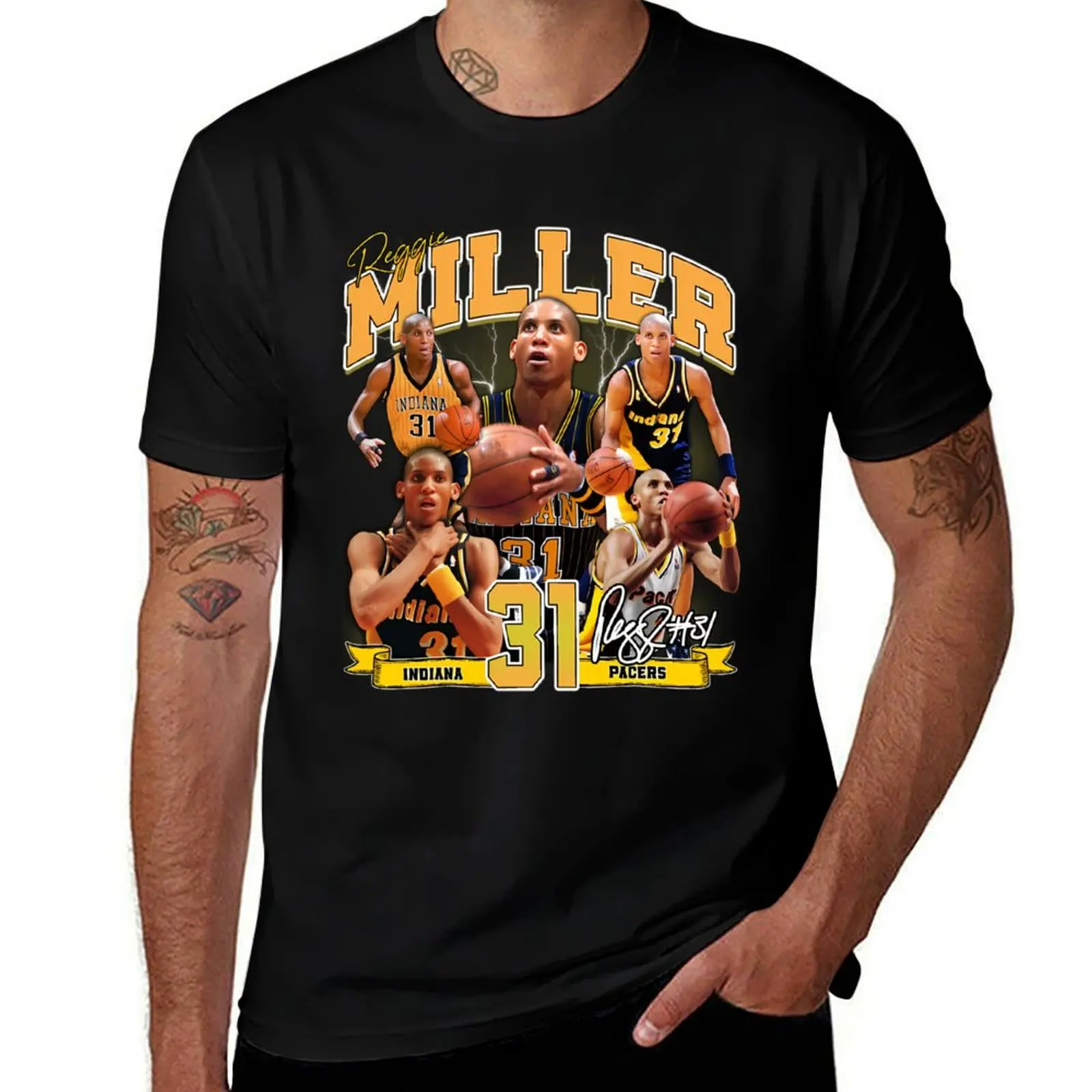 

Reggie Miller Choke Sign Basketball Legend Signature Vintage Retro 80S 90S Bootleg Rap Style T-Shirt