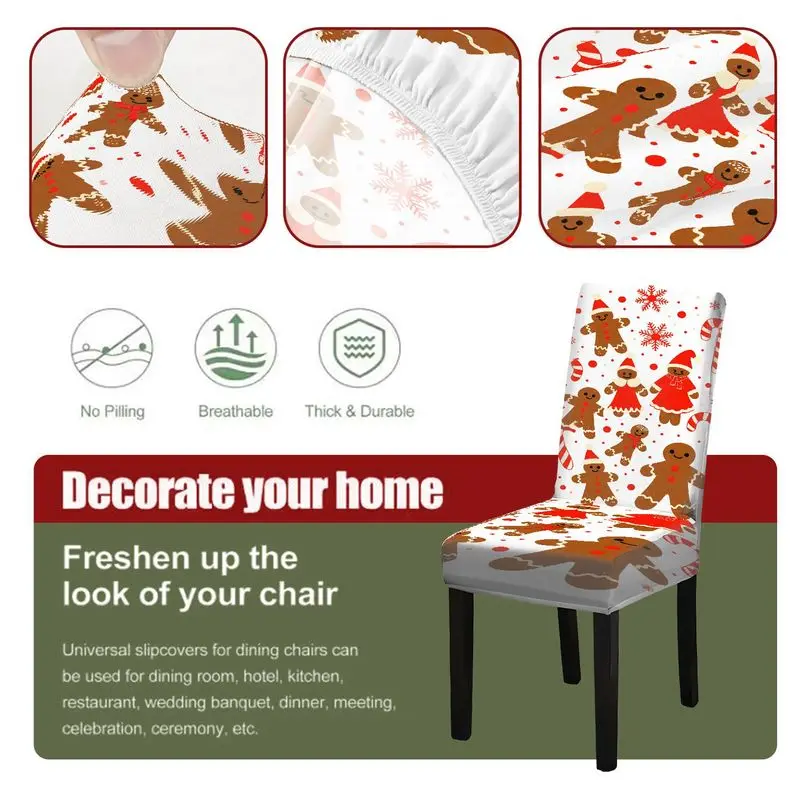 4/6 قطعة أغطية كراسي الطعام الزنجبيل رجل دمية نمط آلة قابل للغسل للإزالة غرفة المعيشة كرسي ديكور الغطاء الواقي