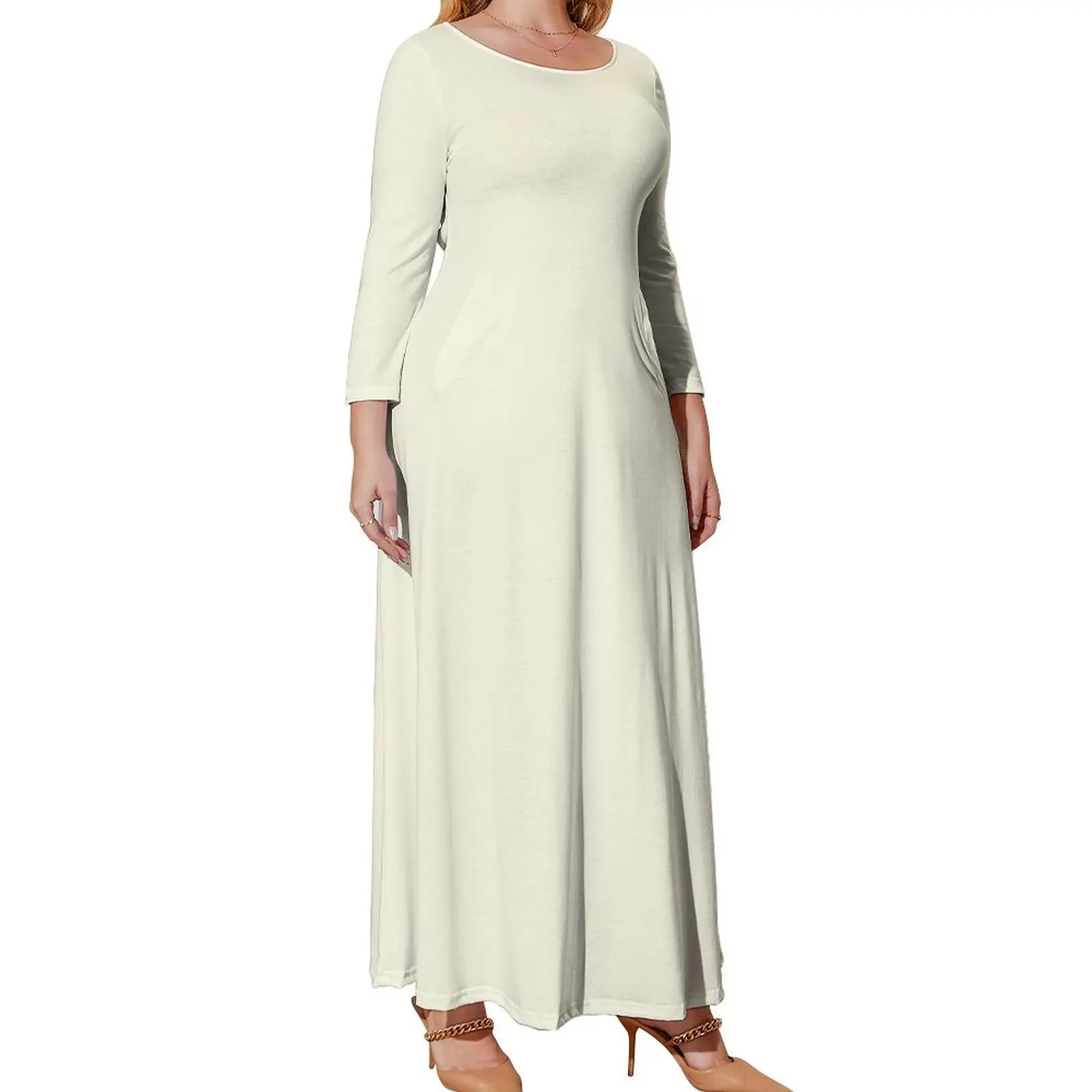 

Vanilla (Cream/White) Color Long Sleeved Dress dresses for woman 2024 women long dresses elegant and pretty women's dresses