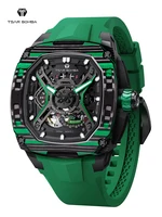 TSAR BOMBA Automatic Watch for Men Square Carbon Fiber Mechanical wristwatch Waterproof Clock Mens Gift photo 1