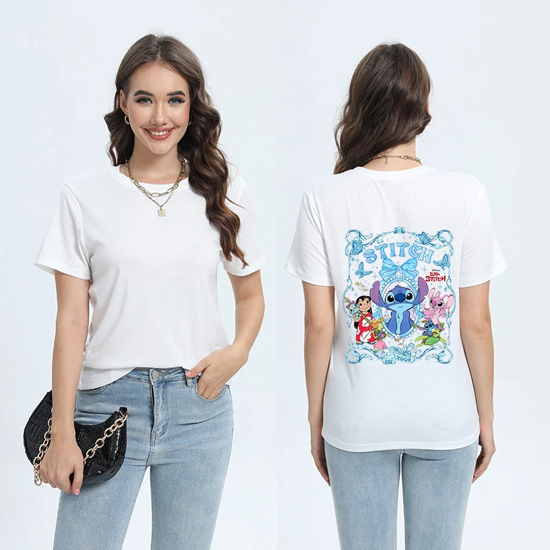 

Custom T Shirt Sweet Cartoon Clothes Trends 2025 Disney Mickey Minnie Tees Ladies Woman Clothing Y2k t-Shirt Short Sleeve Top