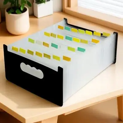 Mini Plastic Expanding File Organizer A6 Accordion Folder Portable Document Holder Multi-Layer Office Folder Document Holder