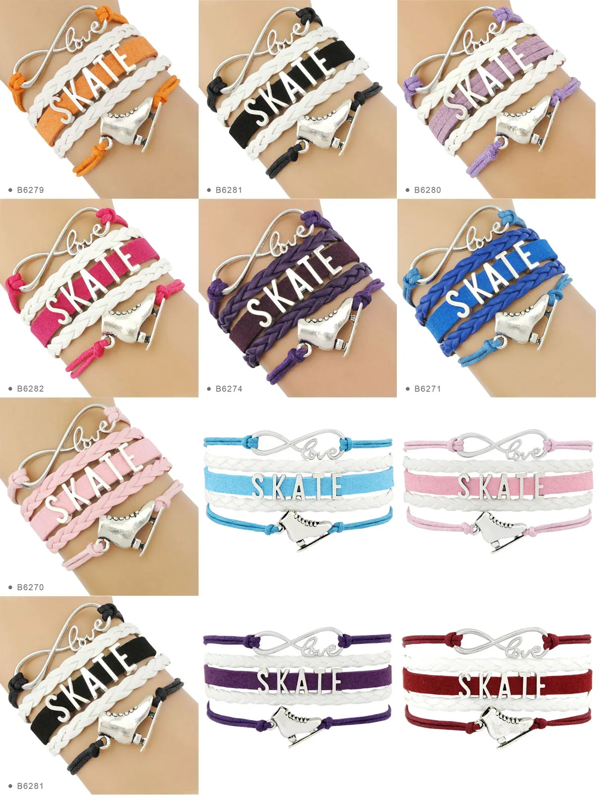 Ice Skating Skate Bracelets Infinity Love Sport Charm Handmade Jewelry Women Girl Drop Shipping Gift