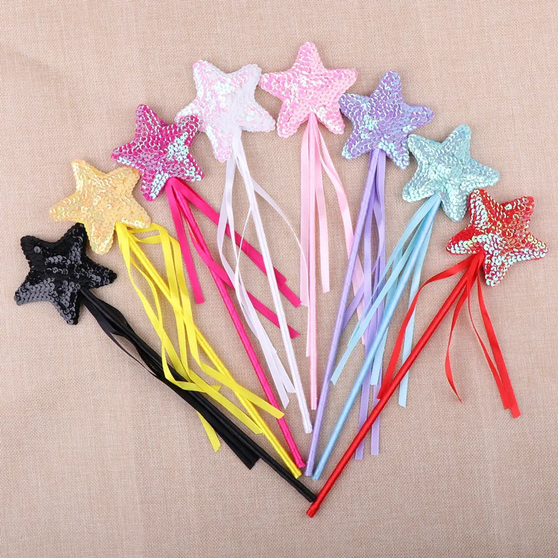 1Pcs Butterfly Star Sequin Fairy Wand Magic Stick Rod Ribbon Tassel Girl Party Princess Cosplay Prop Birthday Gift Wedding Decor