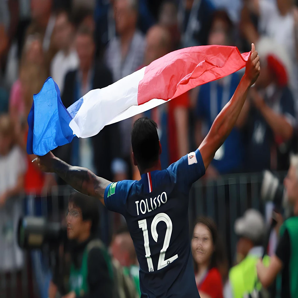 French Tricolor Flag 90x150 Cm Polyester UV-Resistant Navy Blue White Red for Bastille Day And Sports Events