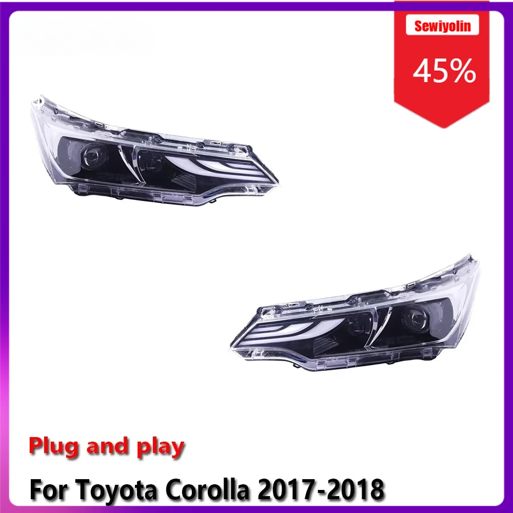 

Sewiyolin автомобильные светодиодные лампы фары в сборе для Toyota Corolla 2017-2018 противотуманные DRL тормозные указатели поворота