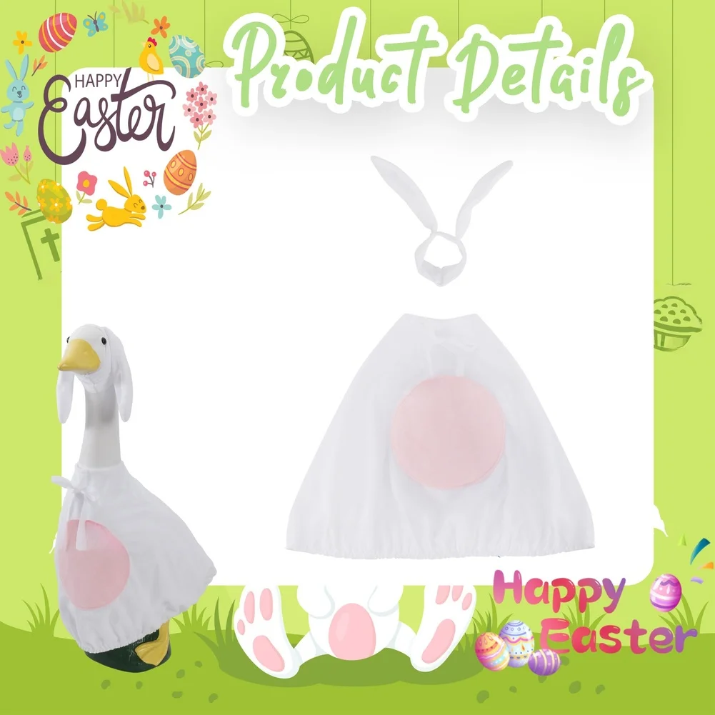 Outdoor Porch Lawn Garden Easter Bunny Goose Costume 23 Inch for Spring Party Decoration White Fabric Ornament