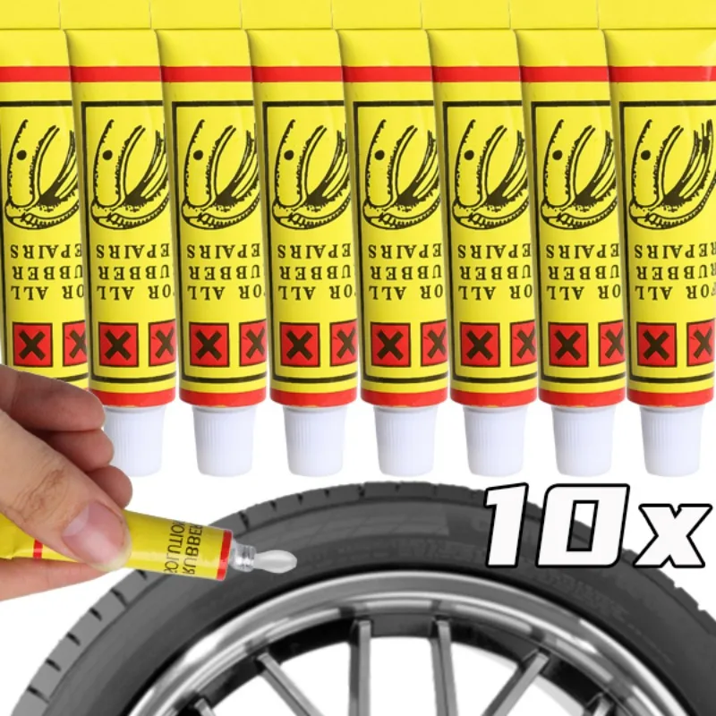 Colle de réparation de pneus de voiture, moto, vélo, chambre à air, crevaison, Agent de colle, colle vulcanisée pour pneus portables d'urgence, 10 à 1 pièces