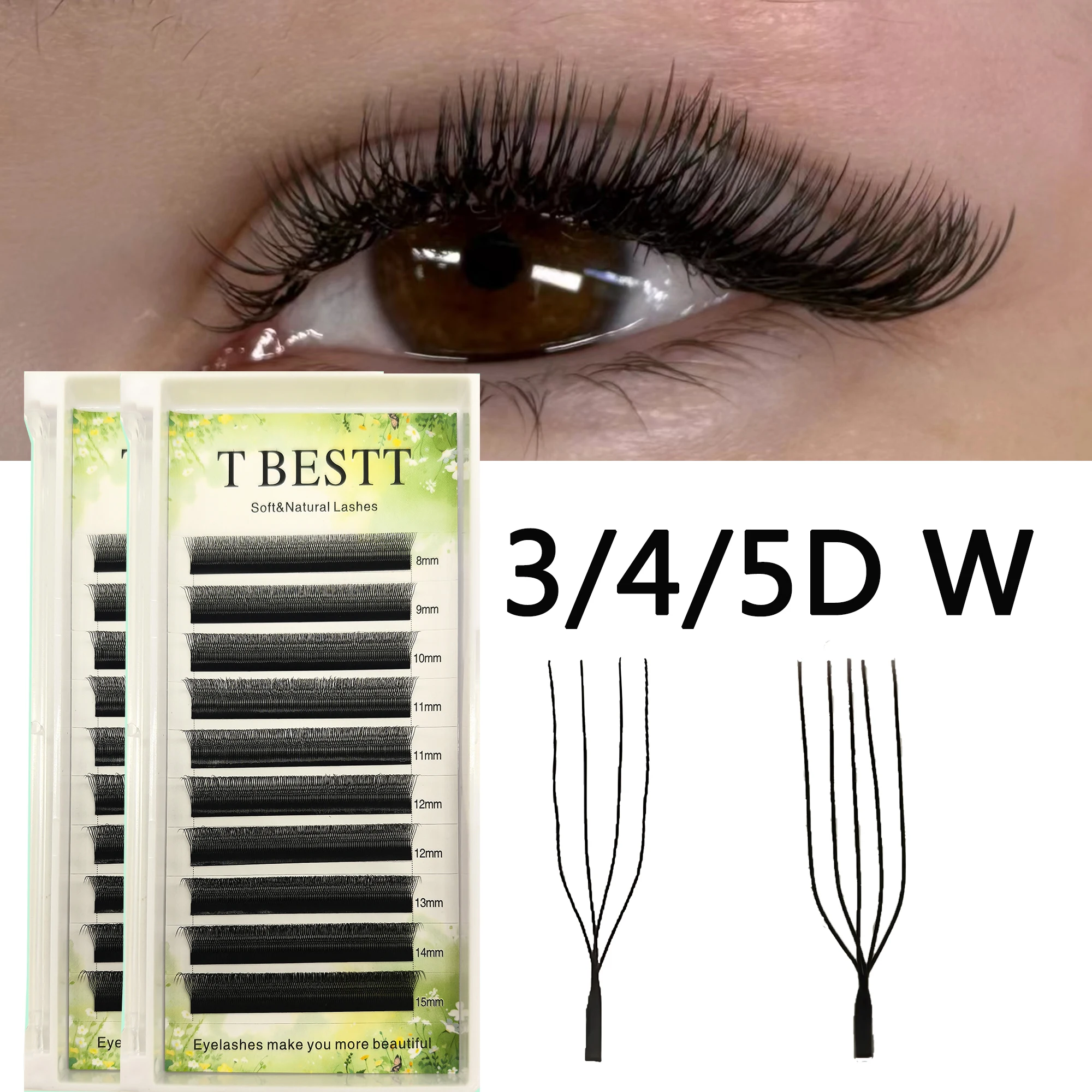 Tbestt U شكل 4D 5D W جلدة فو المنك 6DW الرموش الطبيعية الناعمة البرازيلي U YY Cilios جلدة ملحقات