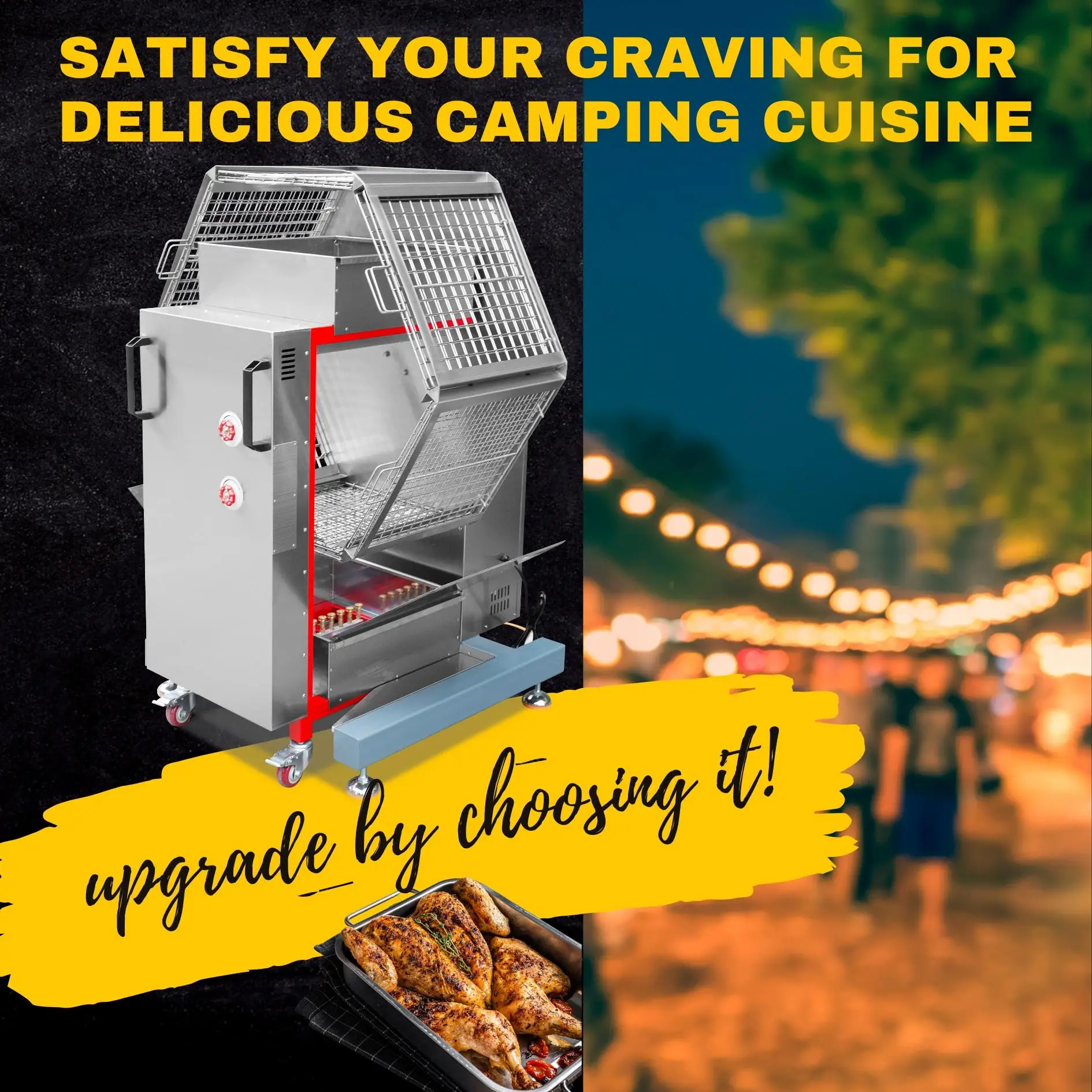 High Quality  Charcoal Chicken Rotisserie Oven with Large Capacity Sale Whole Chicken Grill Seasoning Processing Machine
