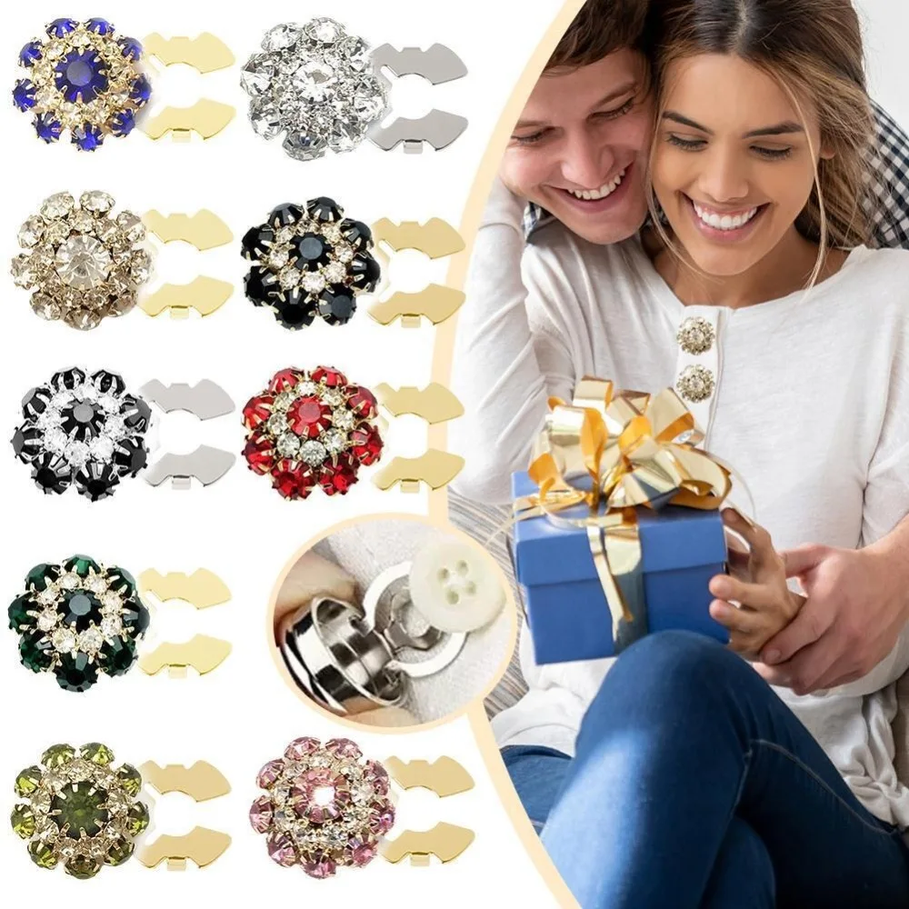 2PCS Rhinestone Rhinestone Button Cover DIY Accessories Alloy Cufflinks Button Cover Shirt Button Box for Shirt Dress Decoration