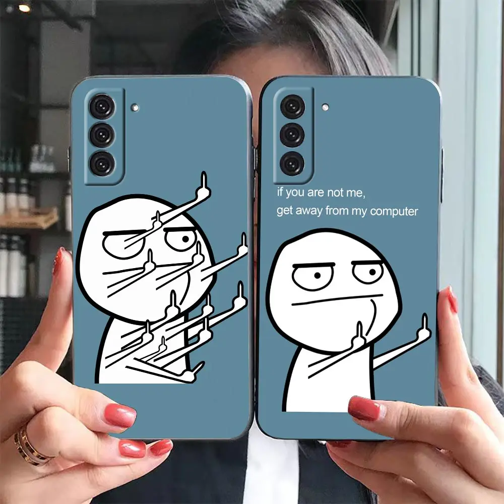 Custodia Funda Coque per Samsung Galaxy S23 S22 S21 S20 FE S10 S24 LITE S9 PLUS custodia ULTRA 5G Cartoon Cute Funny Man dito medio