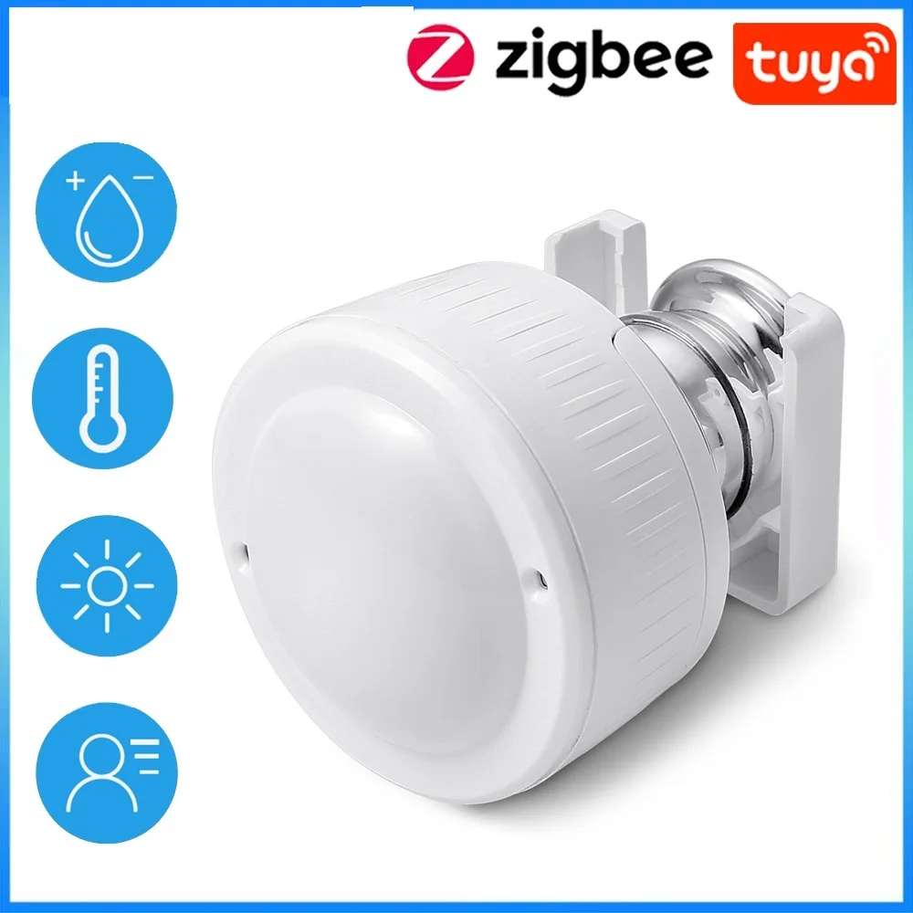 Top Tuya ZigBee Multi-Sensor 4 in 1 Smart PIR Motion Humidity Light Temperature Sensor USB Charge Or Battery Operated