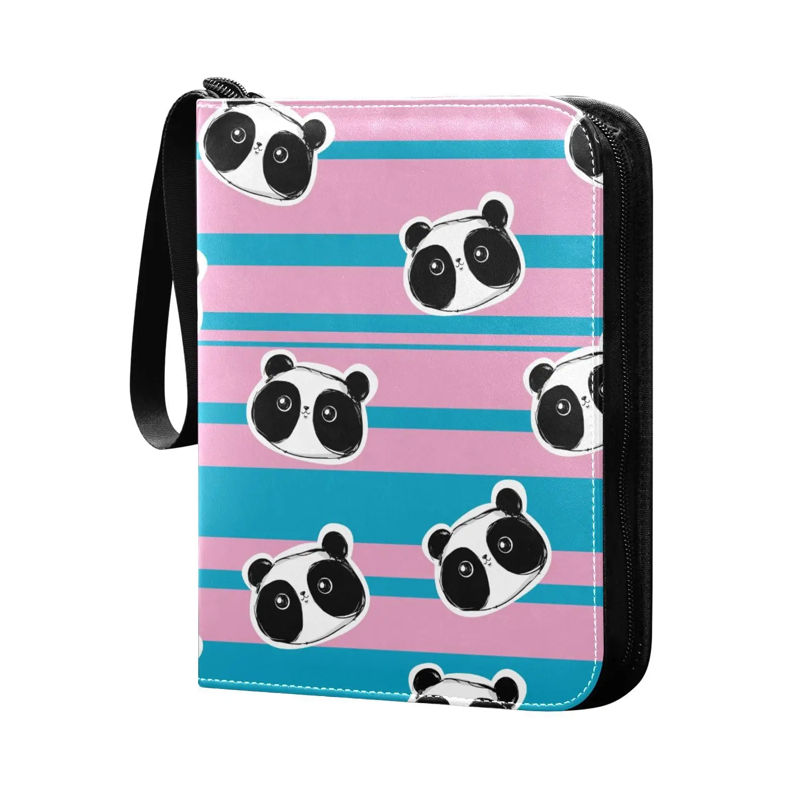 Carpeta de 4 tarjetas de bolsillo rosa y azul Panda, álbum de doble cara para tarjetas de juego deportivo, almacenamiento único de colección de tarjetas, 400