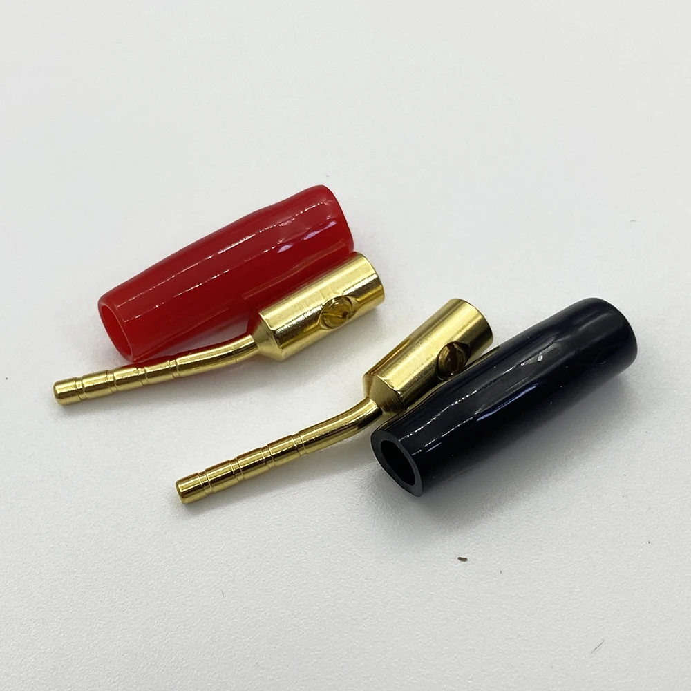 Right Angle 2mm Banana Bent Pin Plug Musical Sound Amplifier Cable Connector 2mm Banana Screw Hifi Speaker Audio Jack Adapter