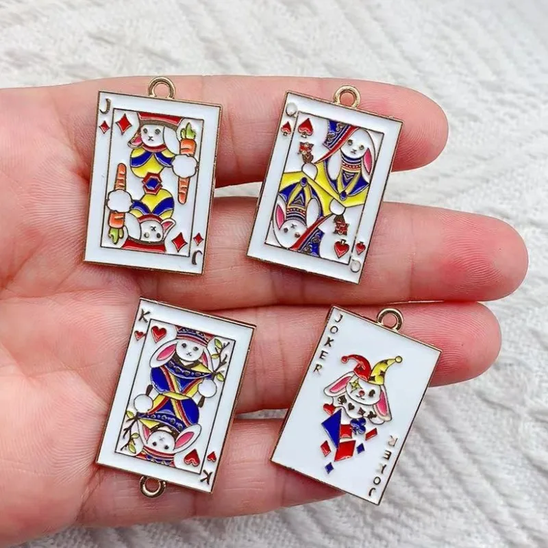 10pcs Poker Playing Cards Enamel Charms Ace Joker Metal Charms for Earrings Keychain Jewelry Making Supplies Diy Accessories