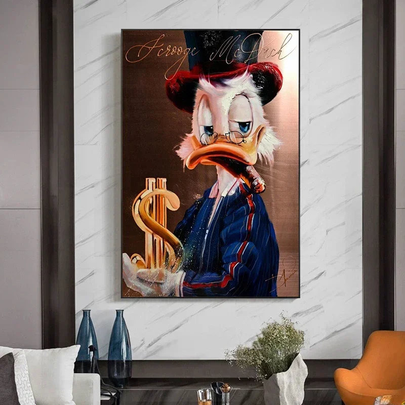 Disney Duck Graffiti Art Painting Alec Monopoly Scrooge Mcduck Money Picture Kids Room Living Home Wall Decor Canvas Posters