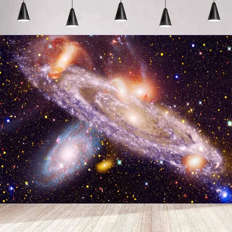 Galaxy Nebula Photography Backdrop Cosmic Space Aerospace Starry Sky Universe Outer Space Birthday Party Background Wall Poster