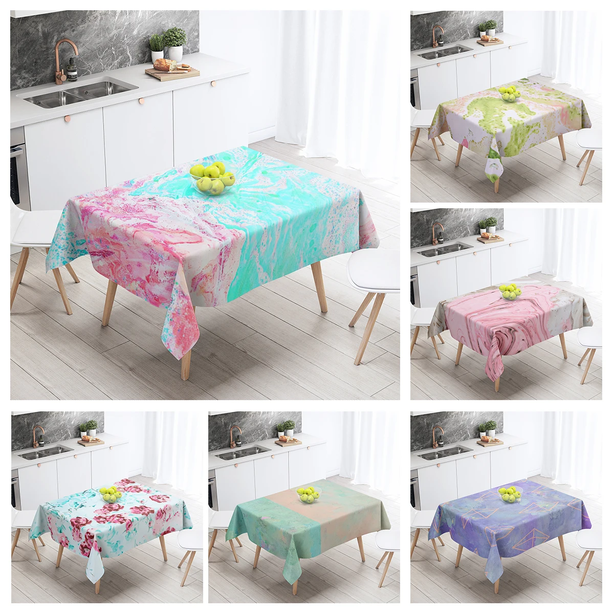 Home tablecloths for dining decoration and rectangular table accessories waterproof cloth Anti-stain restaurant abstract plant