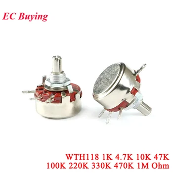 2 uds/1 ud WTH118 1K 4,7 K 10K 47K 100K 220K 330K 470K 1M Ohm 1A 2W potenciómetro resistencia Variable resistencia VR DIY electrónico