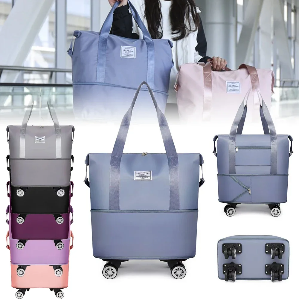 Wheel Travel Bag Lightweight Carrying Luggage Storage Delivery Bag Dry Wet Separation Large Capacity Fitness Yoga Bag