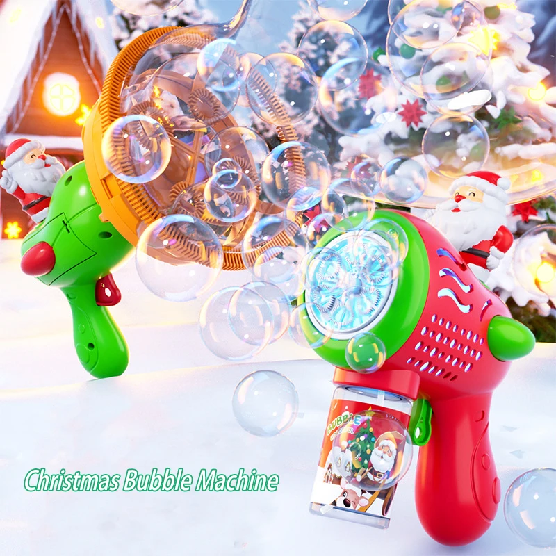 Cartoon Cute Christmas Bubble Machine Toy Creative Handheld Children's Bubble Gun Toy Automatic Bubble Blowing With Lights Gifts