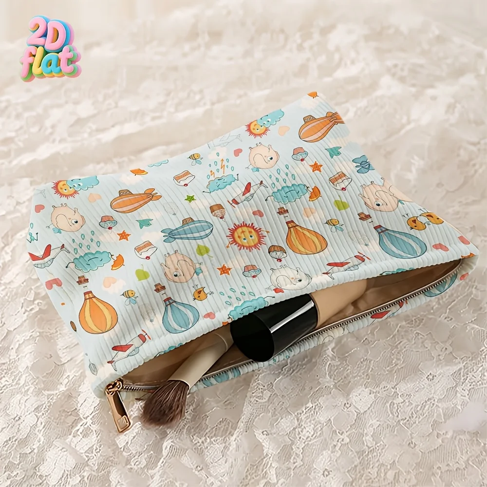 Toiletry Bag Makeup Handbag, Unisex Cartoon Pattern Classic Cartoon Character Pattern Zipper Closure Reusable Makeup Supplies