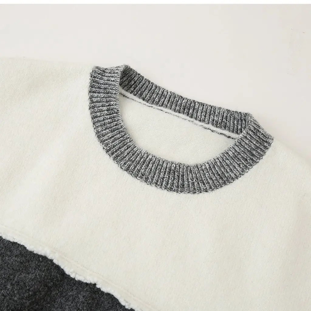 

Z4JM-911218 Korean Women's Contrast Color Stitching Pullover Sweater Winter Simple Style Wholesale New Arrival