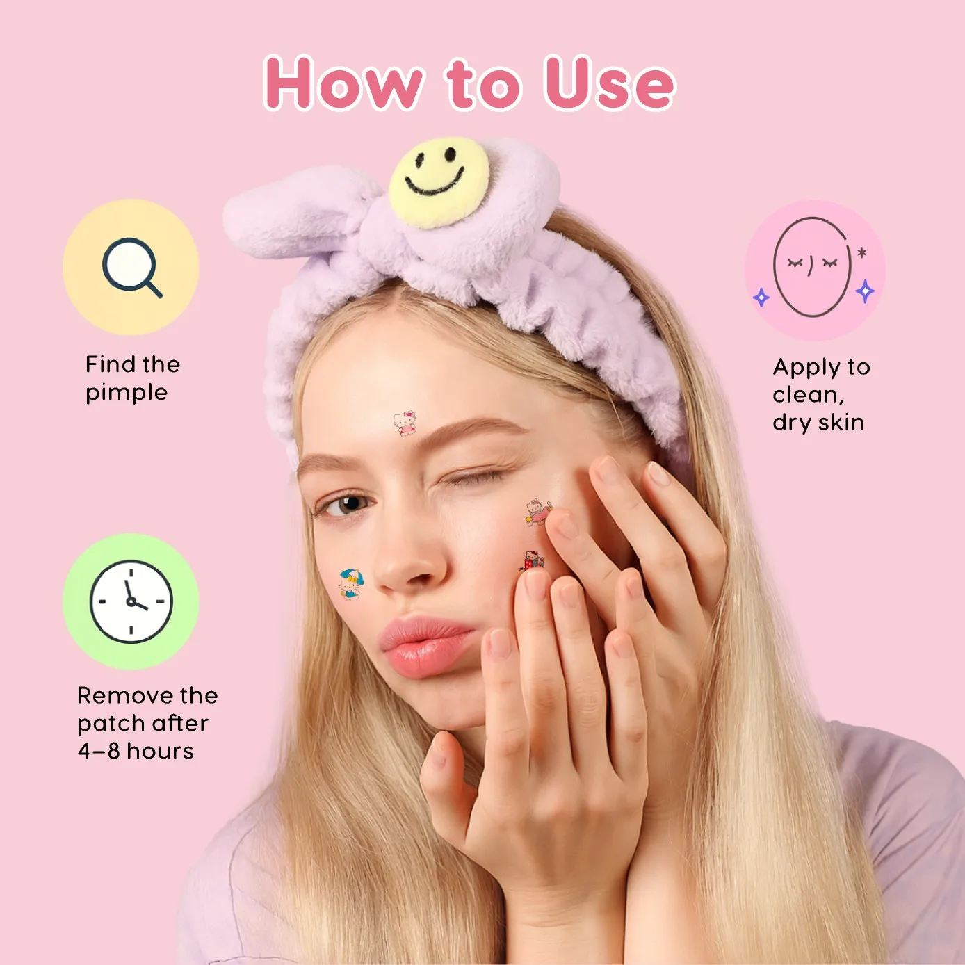 Sanrio x HelloKitty  125pcs Super cute pimple stickers, gentle and non-irritating. Super cute concealing pimple stickers