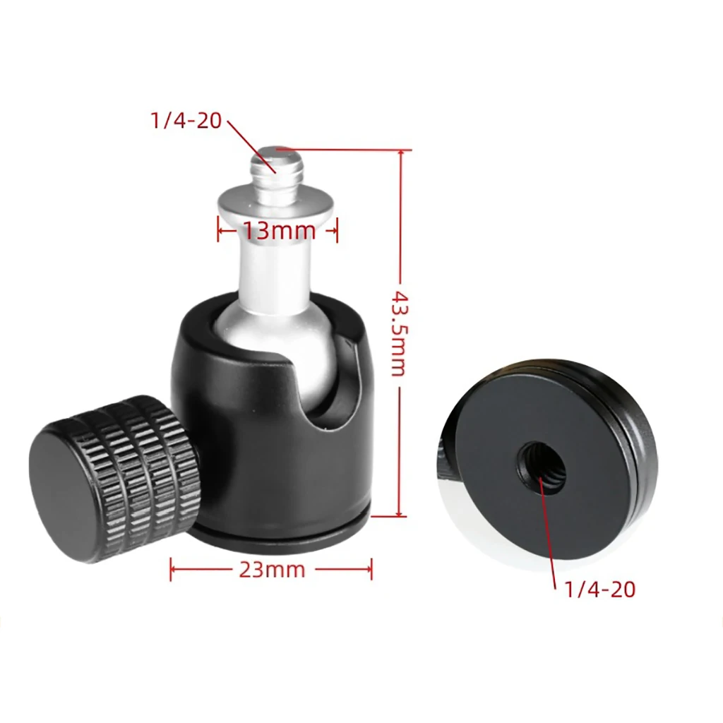 1/4 bis 1/4 3/8 M4 M5 M6 Mini Kugelkopf Aluminiumlegierung Kamera Halterung Halter für DSLR Kamera Stativ Monitor Licht Halter – Detail 5