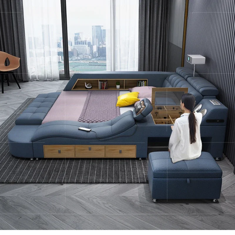 Multifonction Unique Modern Double Bed Storage King Queen Double Bed Designer Smart Letto Matrimoniale Bedroom Furniture