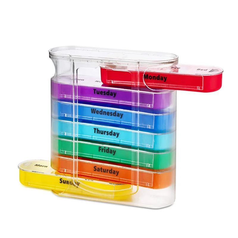 Weekly 7 Days Pill Box 28 Compartments Pill Organizer Plastic Medicine Storage Moisture proof Medicine Box for Home Travel