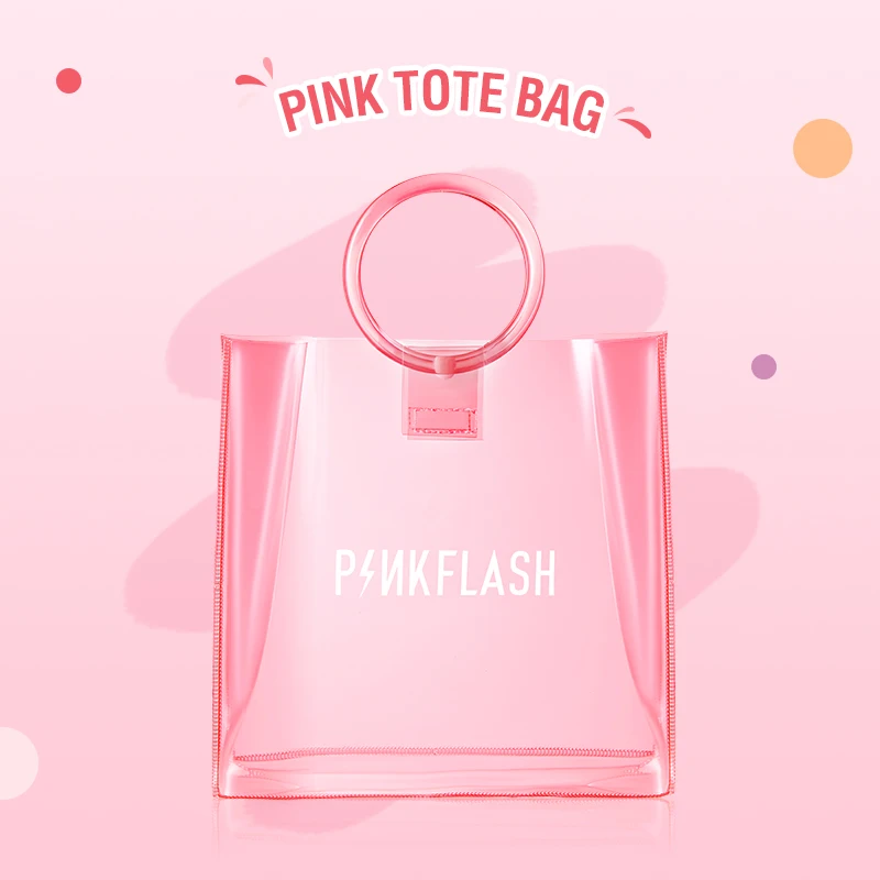 PINKFLASH Waterproof PVC Makeup Brush Storage Bag Large Capacity Versatile Travel Tote Bag Transparent Durable Cosmetics Handbag