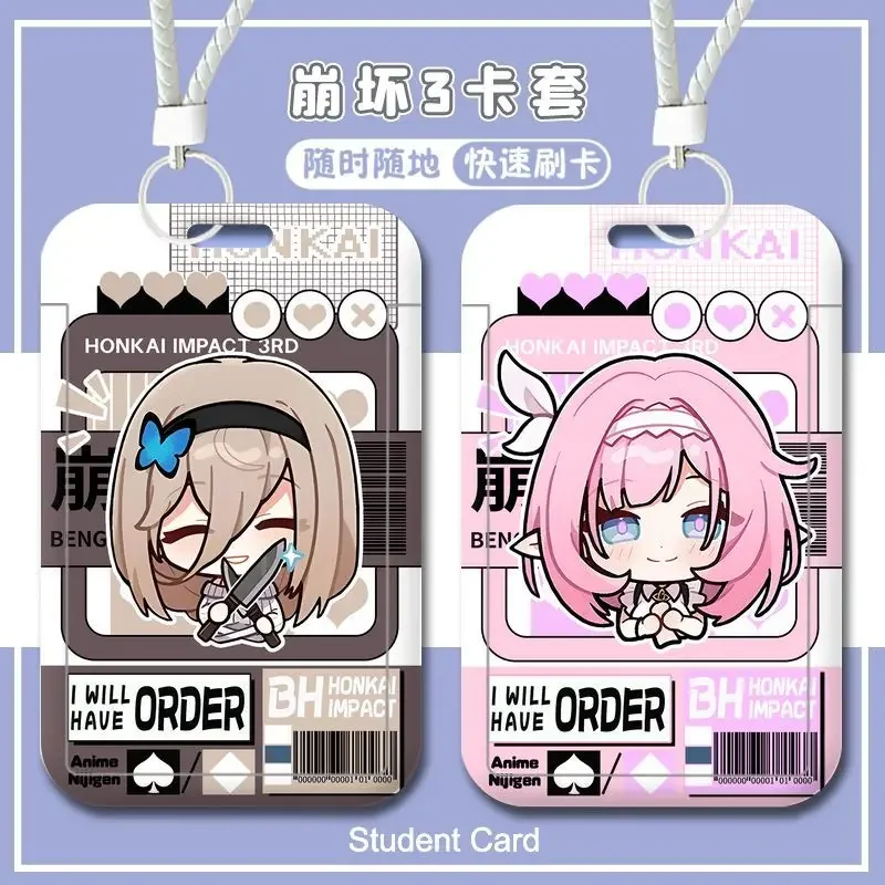 Anime Honkai Impact 3rd Q Expression Business Card Holder Retractable Credit Card Holders Bank ID Holders Bus Card Cover Cases