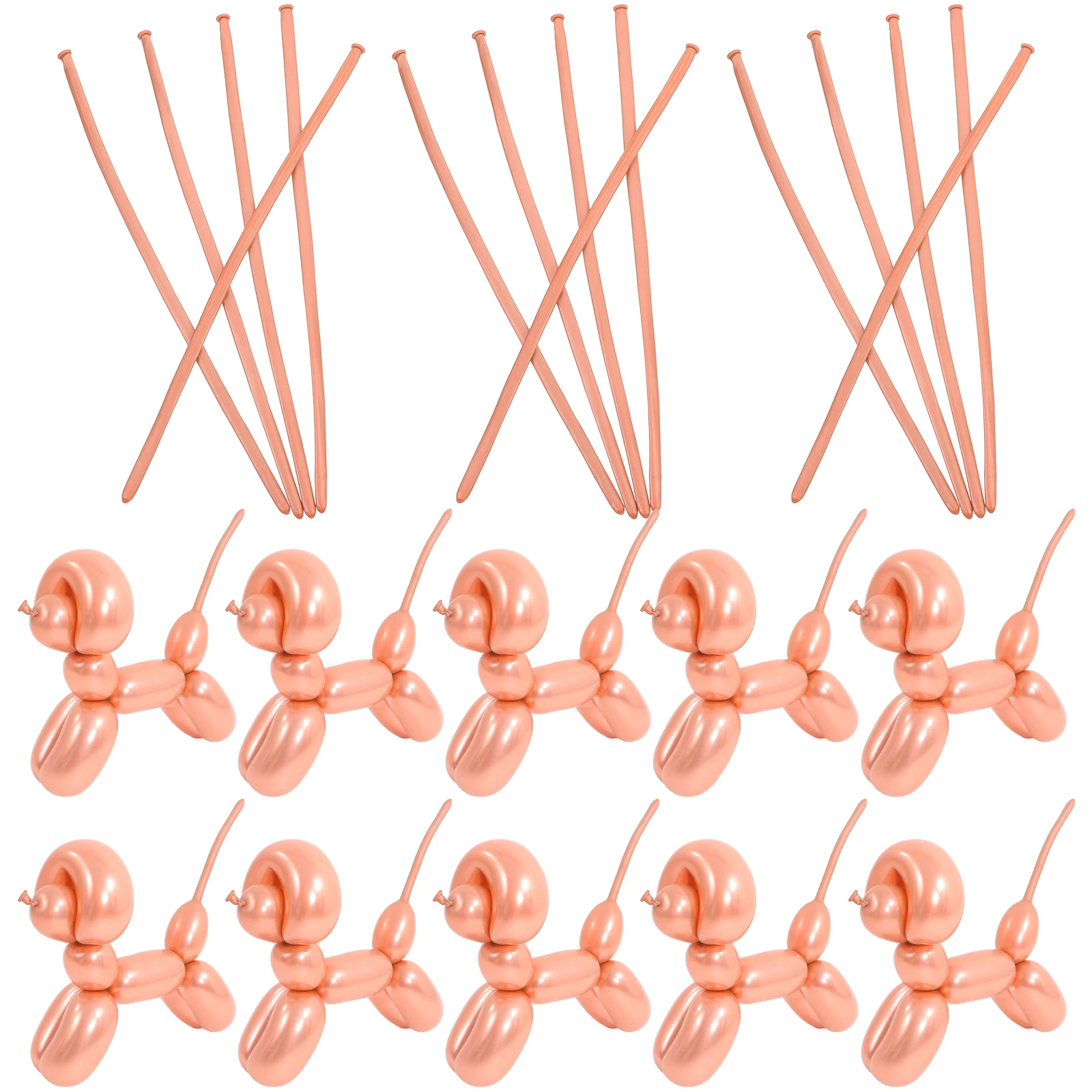 

100pcs Metal Strip Rose Gold Long Balloons for Party Wedding Birthday Decorations Twisting Balloon Ornaments Bulk Balloons