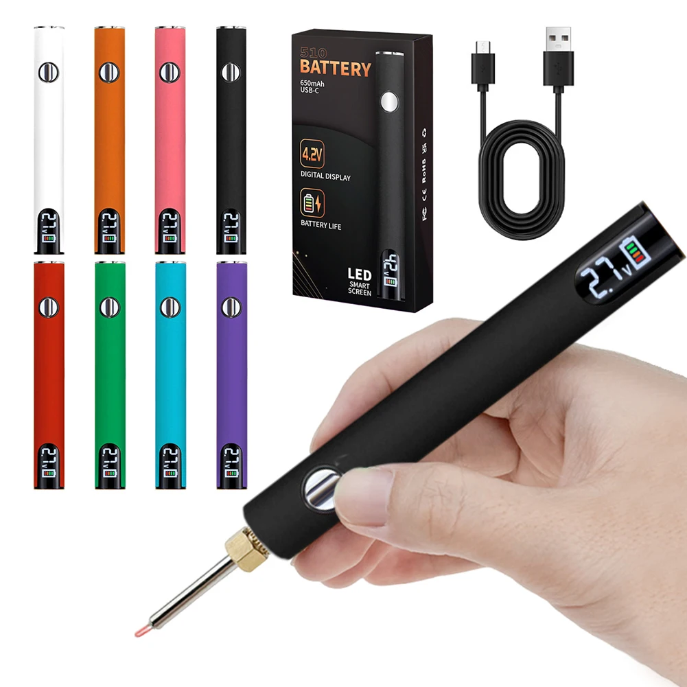 

510 Thread Battery Cart Pen Portable Electric Soldering Iron Welding Kit Adjustable Voltage Smart Power Tool With USB Charger