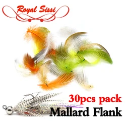 RoyalSissi 30feathers pack finely spotted mallard flank feathers hand selected teal duck feathers wings&tails fly tying material