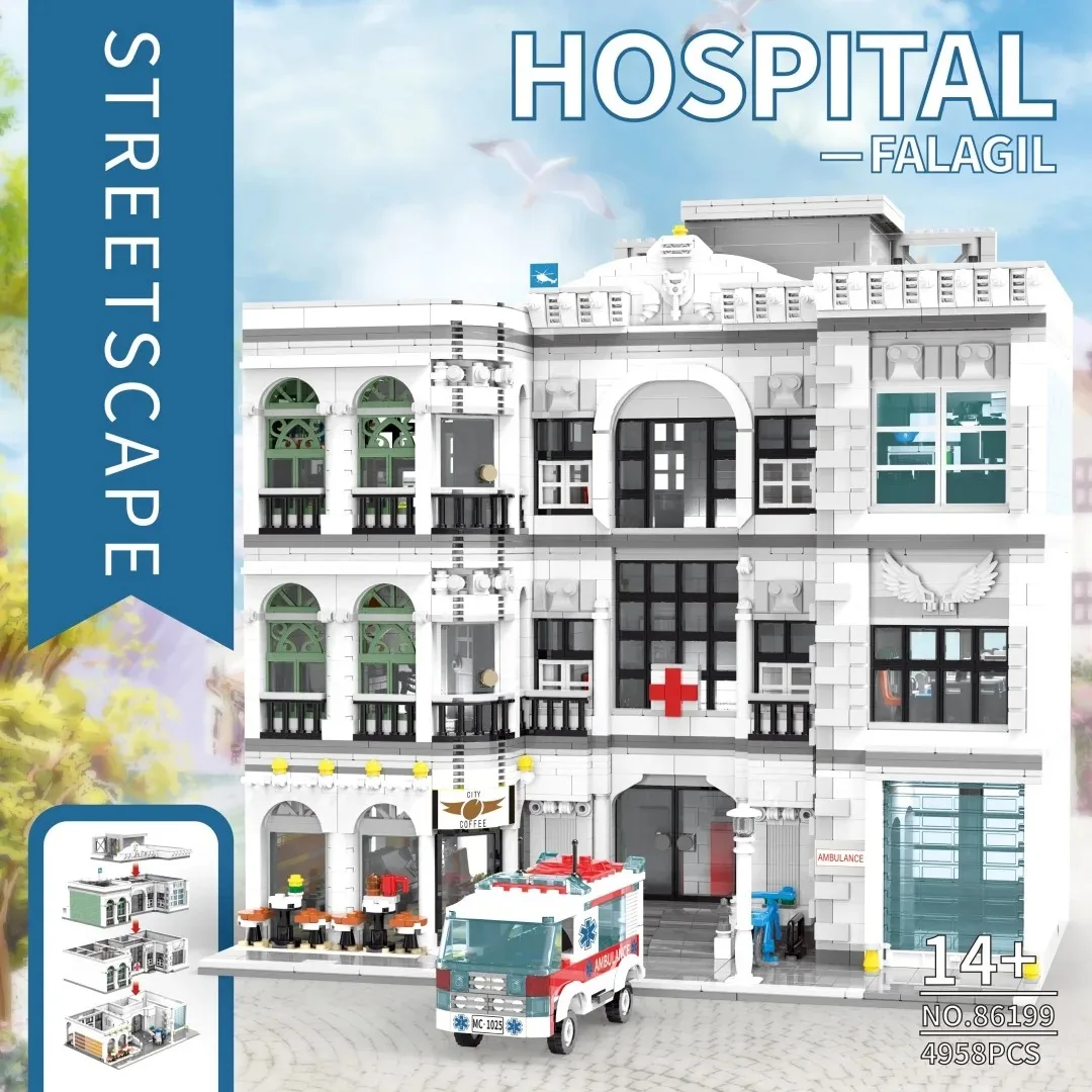  4958 Teile Krankenhausgebäude Bausteine Stadtblick Architektur Modulares Bauset Montage-Modell Bausteine Spielzeug Geschenke für Erwachsene – Detail 4