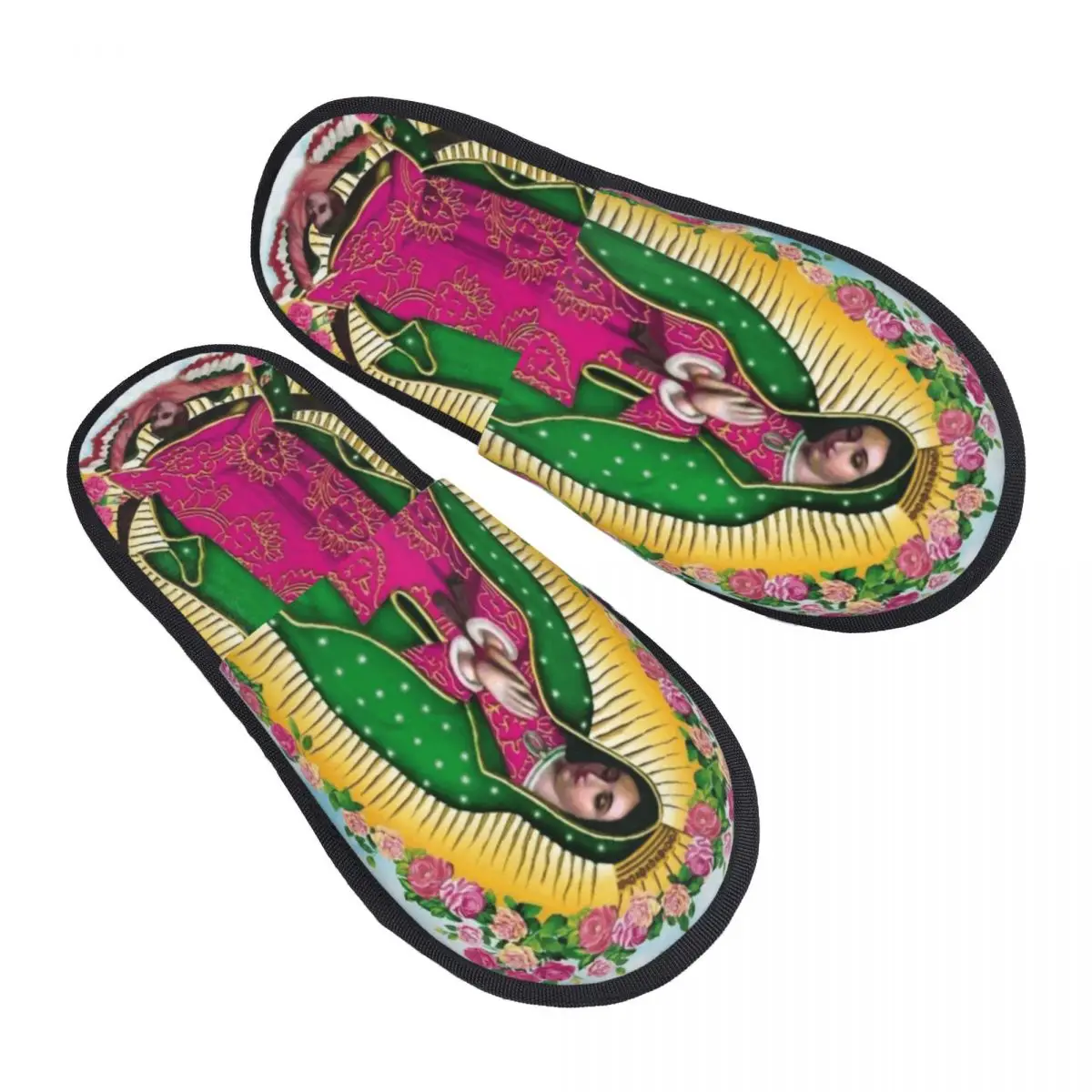 Nuestra Señora de Guadalupe, Zapatillas de casa mexicanas de la Virgen María, zapatillas de Spa sin cordones católicas de espuma viscoelástica suave para mujer