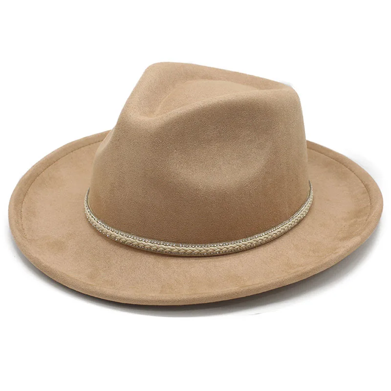 

Ковбойская шляпа 2026 года с жемчужным декором, широкополая замшевая фетровая шляпа-федора, классическая американская фетровая шляпа