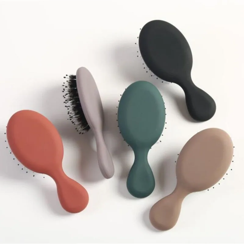 Taschenformatiger Rosshaarkamm, Salon-Styling-Haarbürste, Tragbarer Massage-Haarkamm, Modischer Styling-Shampoo-Haarkamm, Gesundheitspflege-Tool