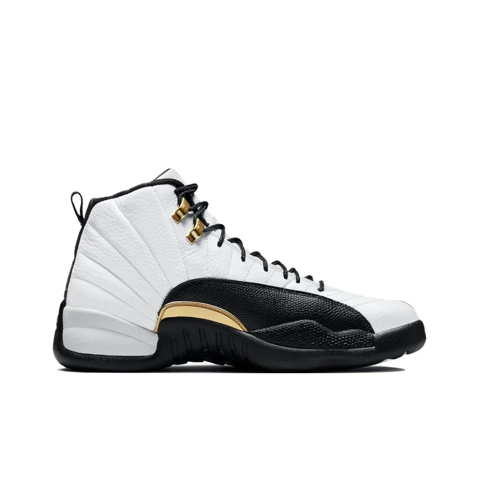 Air Jordan 12 For Men's Black & White Gold Classic Retro Basketball Sneakers 854262-001