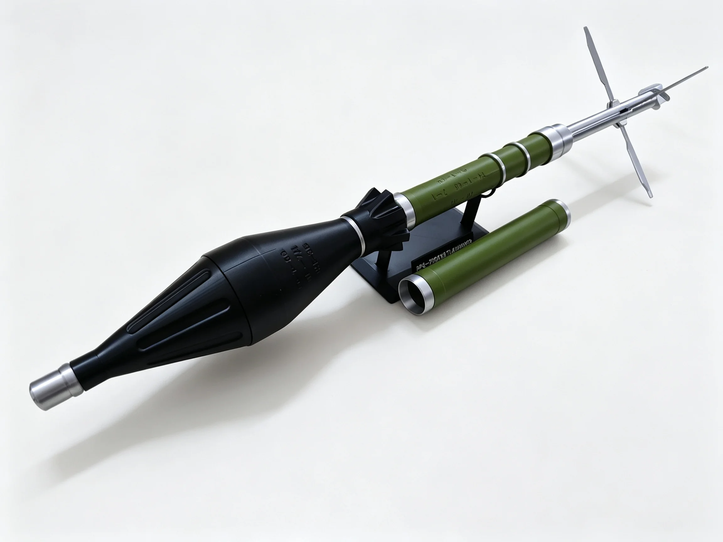 3D Printed Mini RPG Rocket Model with Folding Tail Fins, Static Assembly Military Toy, Collectible Display Gift