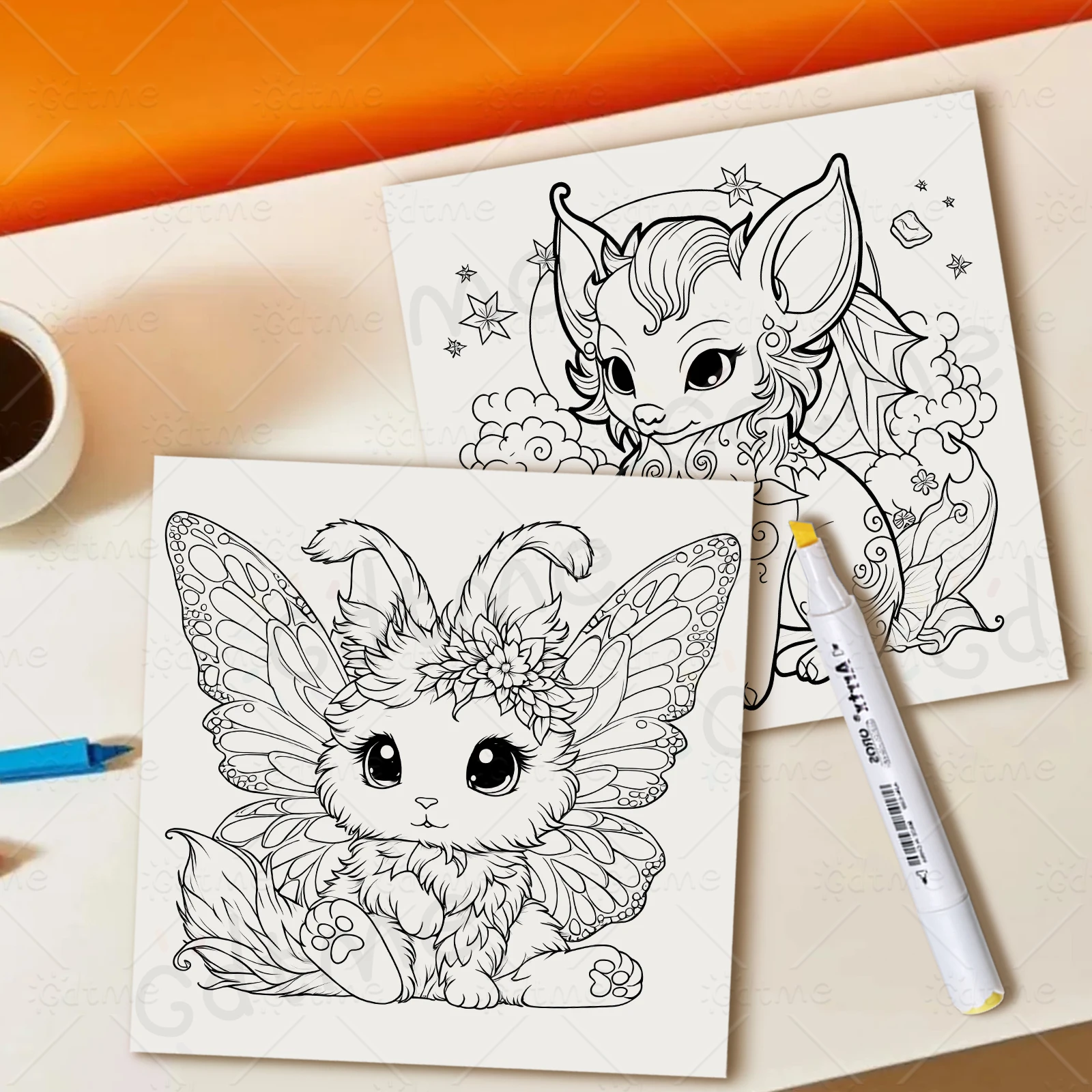 Fantasy-Kreaturen Malbuch für Erwachsene mit einfachen Cartoon-Mustern zur Entspannung, DIY-Mal- und Zeichenbücher – Detail 9
