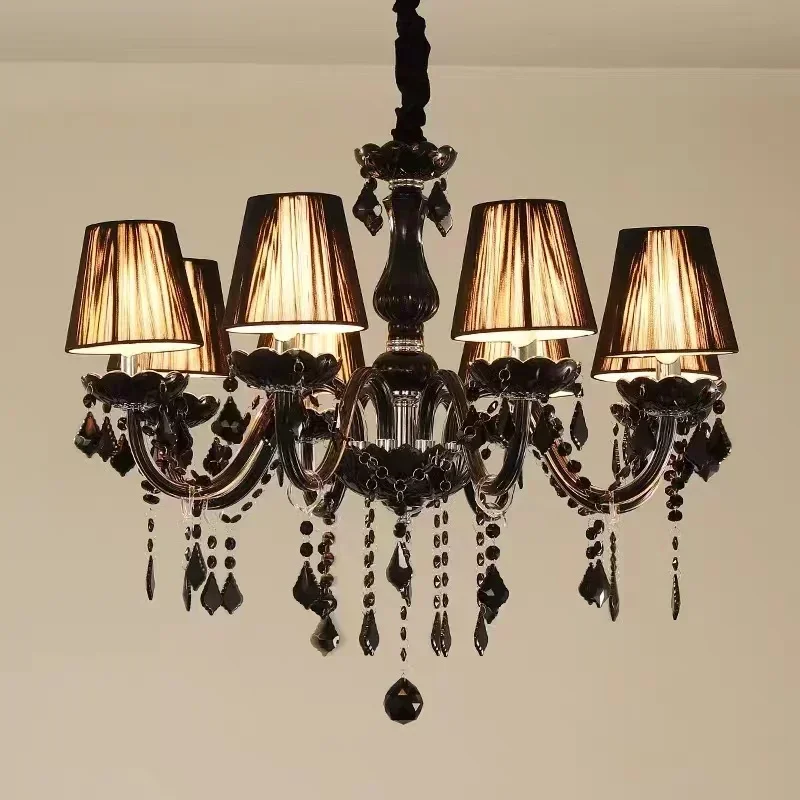 Modern Black Crystal Chandelier Light Fixture Bulb Holder for Bedroom Living Room Kitchen Passage - Contemporary  Lustre