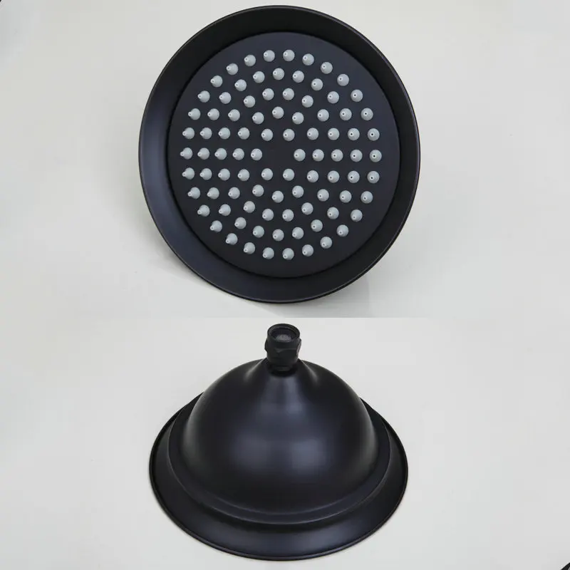 JIENI 8 Inch Rain Shower Head Black ORB Valve Hand Spray Hose Bathtub Basin Sink Shower Set Torneira Tap Mixer Faucet