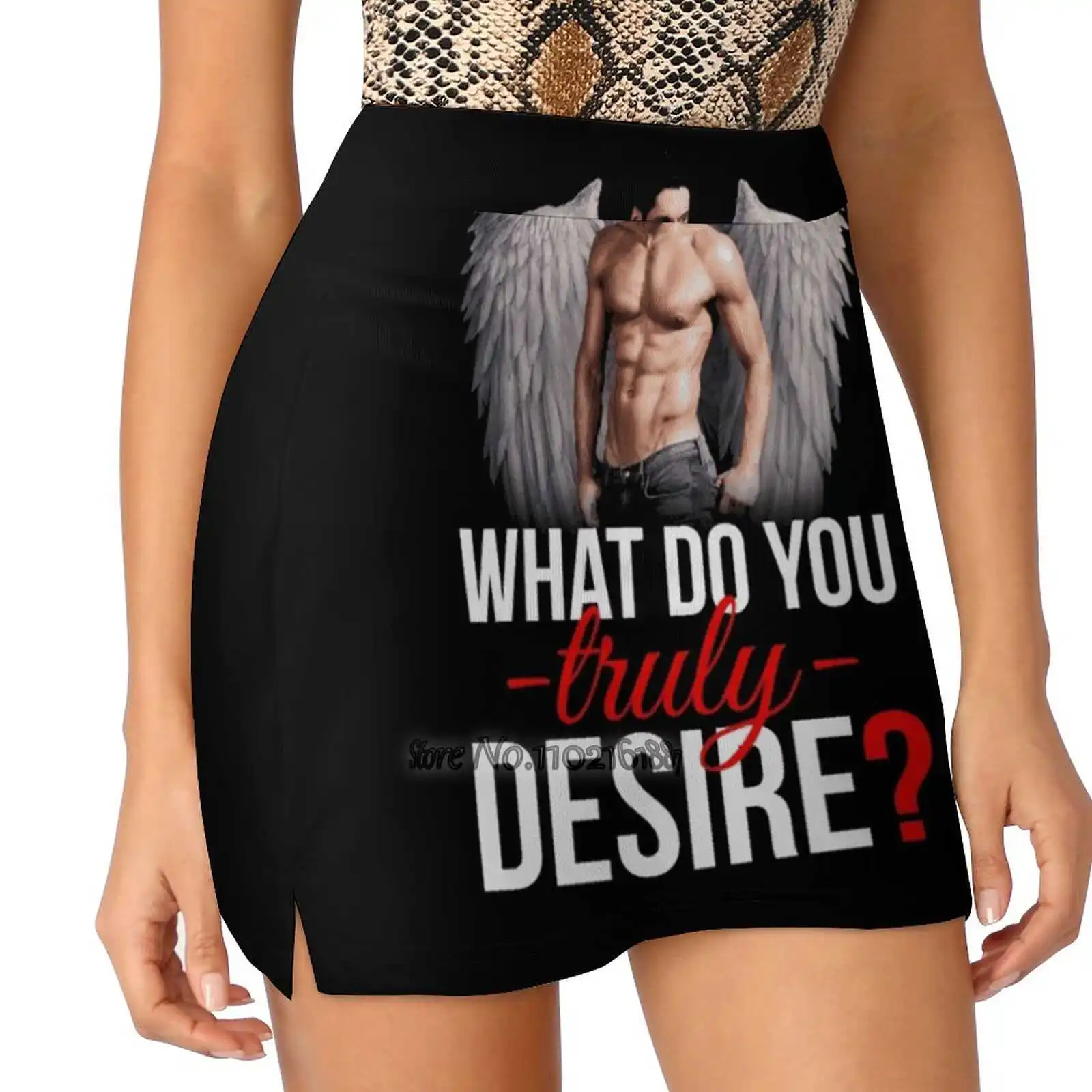 

What Do You Truly Desire  Fake Two-Piece Hakama Skirt Women Pencil Skirts Workout Sports Mini Skirt Lucifer Lucifer Devil