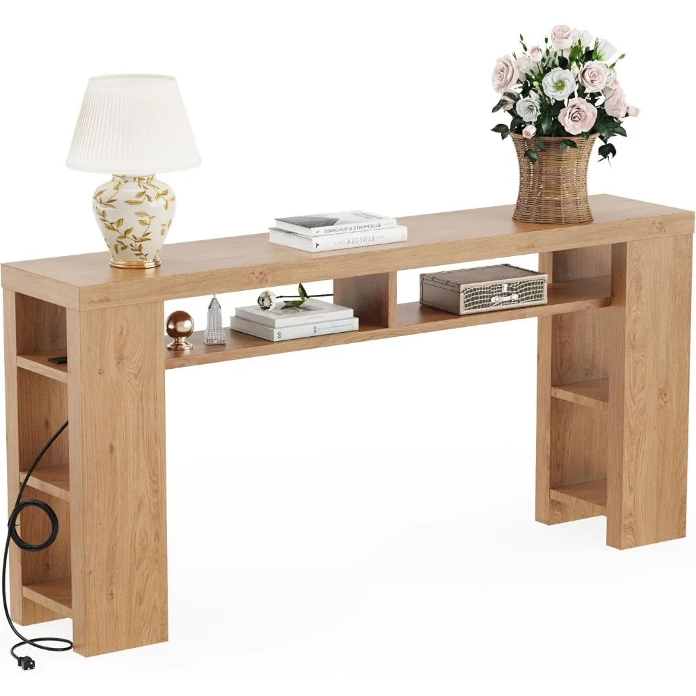 

Консольный столик в стиле фермерского дома 70,9 с открытыми полками и розетками для прихожей