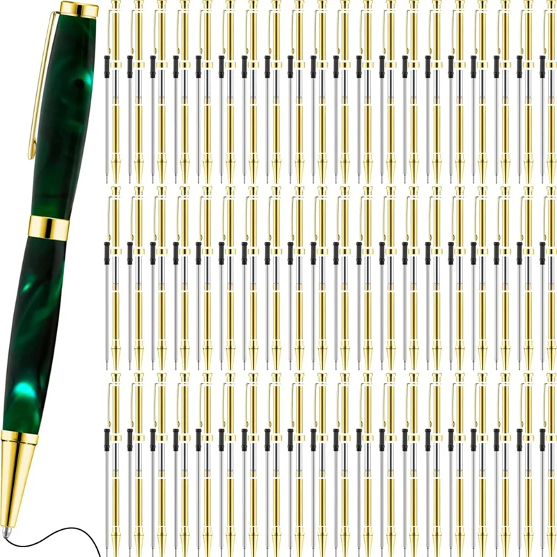

60Pcs Twist-Out Pen Kit For Woodturn, 7Mm Slim Pen Refill Pack For DIY Crafts Gold